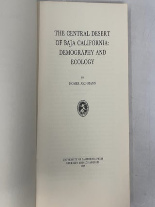 The Central Desert of Baja California: Demography and Ecology
