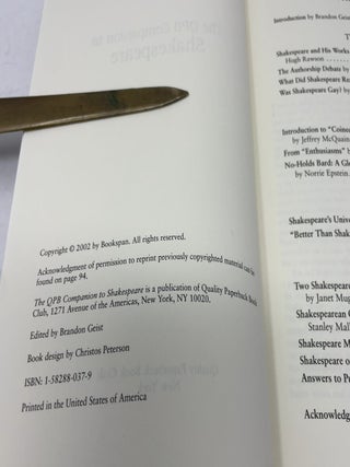 The QPB Companion to Shakespeare