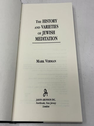 The History and Varieties of Jewish Meditation