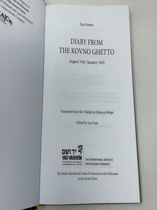 Diary from the Kovno Ghetto: August 1942-January 1943