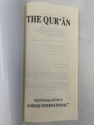 The Qur'an: English Meanings and Notes