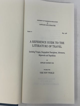 A Reference Guide to the Literature of Travel