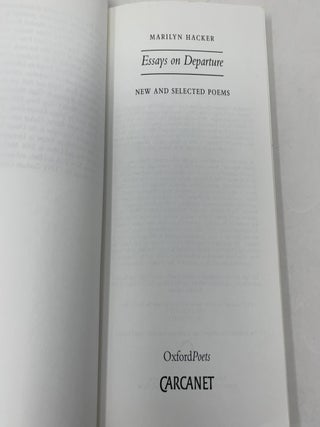 Essays on Departure (OxfordPoets New and Selected Poems 1980-2005)