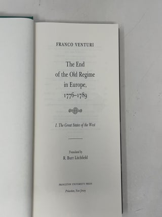 The End of the Old Regime in Europe, 1776-1789, Part I: The Great States of the West