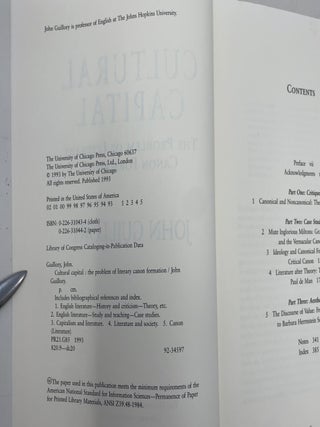 Cultural Capital: The Problem of Literary Canon Formation