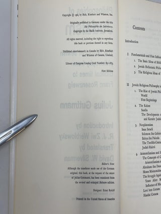 Philosophies of Judaism: The History of Jewish Philosophy from Biblical Times to Franz Rosenzweig