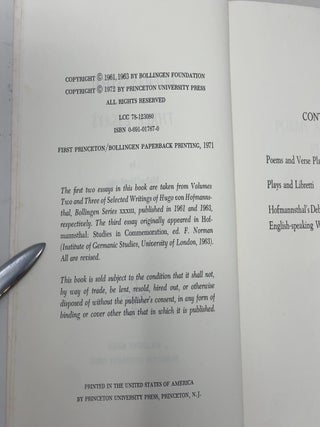 Hofmannsthal: Three Essays