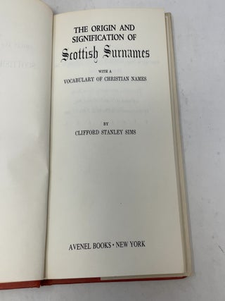 The Origin and Signification of Scottish Surnames