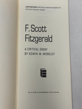 F. Scott Fitzgerald: A Critical Essay