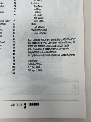 Jade Falcon Sourcebook (Battletech No. 1644)