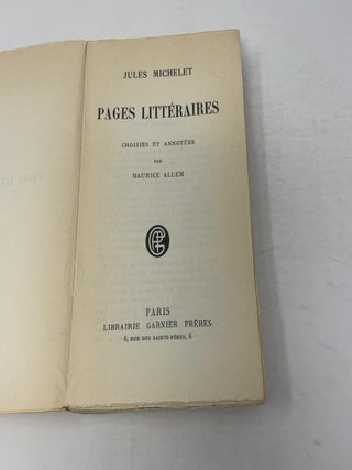 Pages littéraires, choisies, annotées et précédées d'une introduction par Maurice Allem