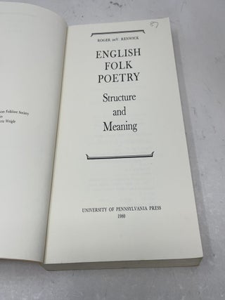 English Folk Poetry Structure and Meaning