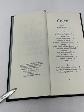 Stock Image On Historical and Political Knowing: An Inquiry Into Some Problems of Universal Laws and Human Freedom