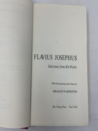 Flavius Josephus: Selections from His Works