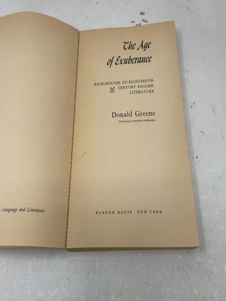 The Age of Exuberance: Backgrounds to Eighteenth Century English Literature