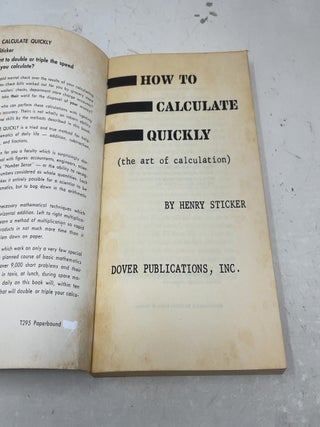 How to Calculate Quickly: Rapid Methods in Basic Mathematics