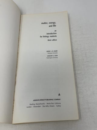 Matter, Energy, and Life: An Introduction for Biology Students