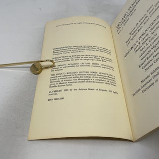 Renato Rosaldo Lecture Series Monograph Vol. 1, Series 1983-84