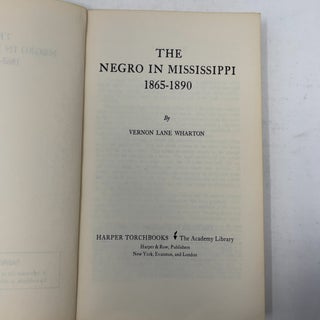 The Negro in Mississippi, 1865-1890