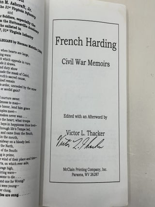 French Harding: Civil War Memoirs