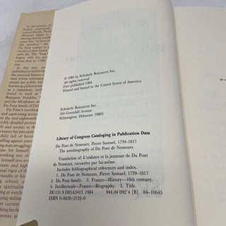 Autobiography of Dupont De Nemours