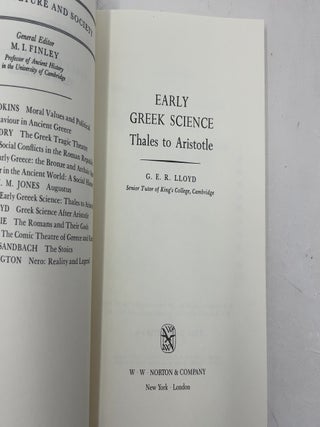 Early Greek Science: Thales to Aristotle