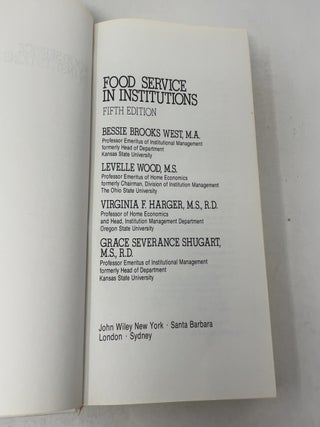 Food Service in Institutions