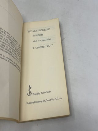 The Architecture of Humanism: A Study in the History of Taste