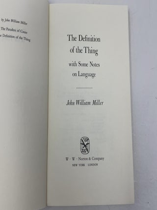 The Definition of the Thing: With Some Notes on Language