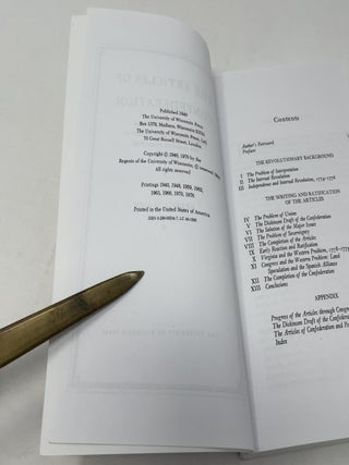 The Articles of Confederation: Interpretation of the Social-Constitutional History of the American Revolution, 1774-1781