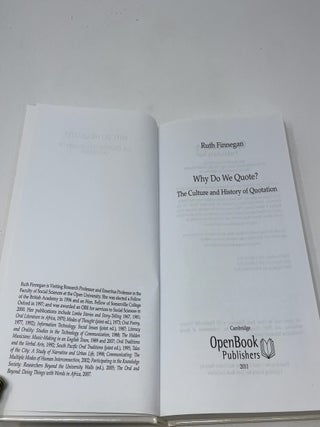 Why Do We Quote? the Culture and History of Quotation