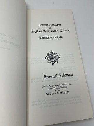 Critical Analyses in English Renaissance Drama