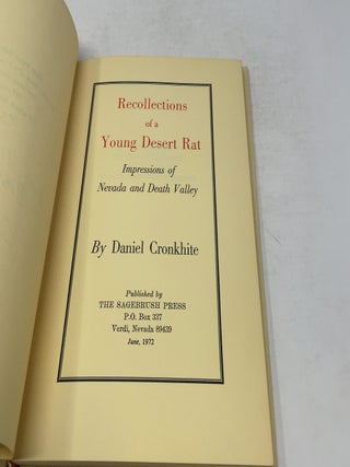 Recollections of a Young Desert Rat: Impressions of Nevada and Death Valley