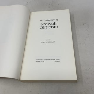 An Anthology of Beowulf Criticism