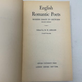 English Romantic Poets: Modern Essays in Criticism