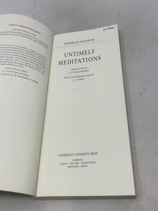 Untimely Meditations (Texts in German Philosophy)