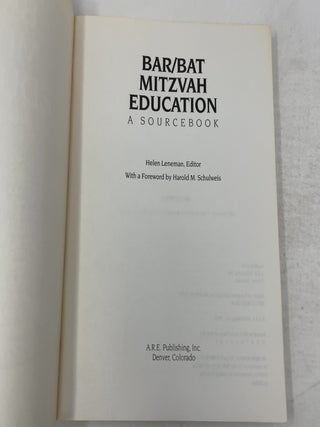 Bar/Bat Mitzvah Education: A Sourcebook