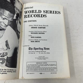 Official World Series Records from 1903 Through 1982