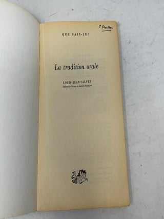 La tradition orale