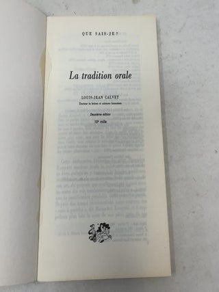 La tradition orale