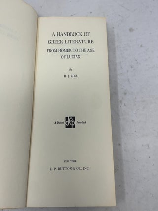 A Handbook of Greek Literature from Homer to the Age of Lucian